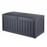 Lada pentru depozitare, de terasa, de curte, pentru unelte si obiecte casnice, cu capac, material rezistent UV, maro, Keter Glenwood, 390 L, manere, dimensiuni 128x65x61 cm 