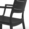 Scaun de gradina, polipropilena, Keter, Metaline, pentru balcon sau terasa, negru, cu cotiere si spatar, stivuibil