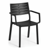 Scaun de gradina, polipropilena, Keter, Metaline, pentru balcon sau terasa, negru, cu cotiere si spatar, stivuibil