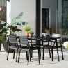 Scaun de gradina, polipropilena, Keter, Metaline, pentru balcon sau terasa, negru, cu cotiere si spatar, stivuibil