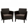 Set mobilier pentru balcon, material polipropilena imitatie ratan, marca Keter, colectia Salemo, 2 fotolii, culoare maro warm taupe, dimensiuni fotoliu 74x67x76 cm