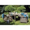 Set mobilier pentru gradina, polipropilena, Keter Corfu Fiesta, pentru terasa, masa, doua canapele, doua fotolii, culoare cappuccino - sand, rezistent la UV si intemperii 