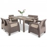 Set mobilier pentru gradina, polipropilena, Keter Corfu Fiesta, pentru terasa, masa, doua canapele, doua fotolii, culoare cappuccino - sand, rezistent la UV si intemperii 