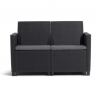 Set mobilier de gradina, polipropilena, Keter Claire, pentru terasa, cu masa, 2 fotolii si canapea, culoare graphite, cu spatiu depozitare, rezistent la UV si intemperii
