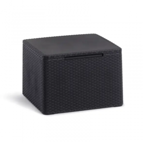 Set mobilier de gradina, polipropilena, Keter Claire, pentru terasa, cu masa, 2 fotolii si canapea, culoare graphite, cu spatiu depozitare, rezistent la UV si intemperii