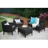 Set mobilier pentru gradina, polipropilena, Keter Salemo, pentru terasa, masa cu spatiu depozitare, canapea, 2 fotolii, aspect ratan, culoare graphite, rezistent la UV si intemperii