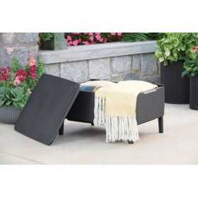 Set mobilier pentru gradina, polipropilena, Keter Salemo, pentru terasa, masa cu spatiu depozitare, canapea, 2 fotolii, aspect ratan, culoare graphite, rezistent la UV si intemperii