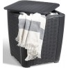 Set mobilier de gradina din polipropilena, Keter Trenton, pentru terasa sau balcon, masuta inclusa, 2 fotolii, culoare grafit, rezistent UV si intemperii 