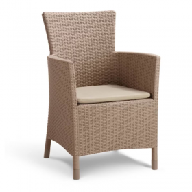 Set mobilier pentru balcon, material polipropilena, Keter Iowa, pentru gradina, masuta inclusa, 2 fotolii, culoare cappuccino, rezistent UV si intemperii