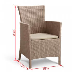 Set mobilier pentru balcon, material polipropilena, Keter Iowa, pentru gradina, masuta inclusa, 2 fotolii, culoare cappuccino, rezistent UV si intemperii