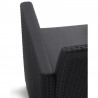 Set mobilier de gradina, polipropilena, Keter Claire, pentru terasa, cu masa, doua fotolii si o canapea, design ratan, culoare graphite, rezistent la UV si intemperii