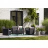 Set mobilier de gradina, polipropilena, Keter Claire, pentru terasa, cu masa, doua fotolii si o canapea, design ratan, culoare graphite, rezistent la UV si intemperii