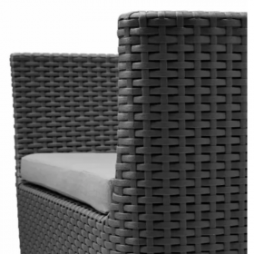 Set mobilier pentru terasa, 2 fotolii, exterior, polipropilena, ratan imitatie, Keter Salemo, grafit, rezistent UV si intemperii, 74x67x76 cm