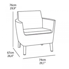 Set mobilier pentru terasa, 2 fotolii, exterior, polipropilena, ratan imitatie, Keter Salemo, grafit, rezistent UV si intemperii, 74x67x76 cm