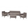 Set mobilier de gradina cappuccino-sand, polipropilena, Keter Salemo, pentru terasa, masa, doua fotolii, canapea, rezistent UV, usor de asamblat 
