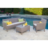 Set mobilier de gradina cappuccino-sand, polipropilena, Keter Salemo, pentru terasa, masa, doua fotolii, canapea, rezistent UV, usor de asamblat 