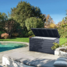 Lada depozitare perne gradina, terasa, pentru jucarii si unelte, cu capac, material polipropilena, culoare antracit, Keter Ontario, 850 L, manere, 147x83x86 cm