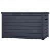 Lada depozitare perne gradina, terasa, pentru jucarii si unelte, cu capac, material polipropilena, culoare antracit, Keter Ontario, 850 L, manere, 147x83x86 cm