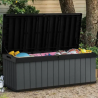 Cufar pentru depozitare de exterior, pentru accesorii gradina si terasa, cu capac, material polipropilena, culoare gri, Keter Darwin, rezistenta UV, 380 L