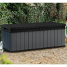 Cufar pentru depozitare de exterior, pentru accesorii gradina si terasa, cu capac, material polipropilena, culoare gri, Keter Darwin, rezistenta UV, 380 L