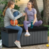 Cufar pentru depozitare de exterior, pentru accesorii gradina si terasa, cu capac, material polipropilena, culoare gri, Keter Darwin, rezistenta UV, 380 L