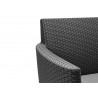 Set mobilier de terasa sau balcon, imitatie ratan, grafit, Keter Salemo, cu masa si 2 fotolii, perne incluse, rezistent UV si intemperii, usor de asamblat si depozitat