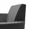 Set mobilier de terasa sau balcon, imitatie ratan, grafit, Keter Salemo, cu masa si 2 fotolii, perne incluse, rezistent UV si intemperii, usor de asamblat si depozitat