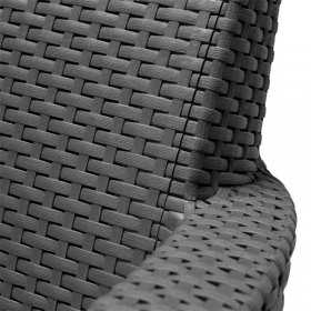 Set mobilier de terasa sau balcon, imitatie ratan, grafit, Keter Salemo, cu masa si 2 fotolii, perne incluse, rezistent UV si intemperii, usor de asamblat si depozitat