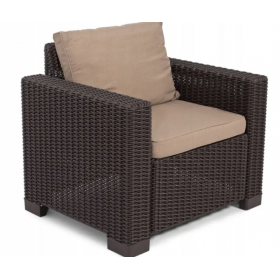 Set mobilier pentru terasa, material polipropilena, Keter, colectia California, pentru exterior sau balcon, 2 fotolii, culoare brown, aspect ratan natural