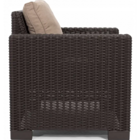 Set mobilier pentru terasa, material polipropilena, Keter, colectia California, pentru exterior sau balcon, 2 fotolii, culoare brown, aspect ratan natural