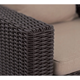 Set mobilier pentru terasa, material polipropilena, Keter, colectia California, pentru exterior sau balcon, 2 fotolii, culoare brown, aspect ratan natural
