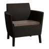 Set mobilier de terasa, maro, imitatie ratan, Keter Salemo, pentru exterior, cu masuta, 2 fotolii, perne impermeabile, material polipropilena, rezistent UV
