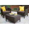 Set mobilier de terasa, maro, imitatie ratan, Keter Salemo, pentru exterior, cu masuta, 2 fotolii, perne impermeabile, material polipropilena, rezistent UV