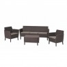 Set mobilier pentru gradina maro, material polipropilena, Keter, colectie Salemo, pentru terasa, cu masa, 1 canapea, 2 fotolii, culoare maro, rezistent la UV si intemperii 