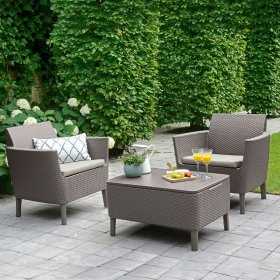 Masuta de gradina, polipropilena, Keter, cappuccino, servirea bauturilor, colectia Salemo, 76x56x42, compatibila mobilier gradina