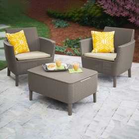 Masuta de gradina, polipropilena, Keter, cappuccino, servirea bauturilor, colectia Salemo, 76x56x42, compatibila mobilier gradina