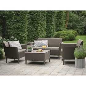 Set mobilier pentru terasa sau exterior, polipropilena, Keter Salemo, masa, canapea 2 locuri, 2 fotolii, culoare cappuccino, dimensiuni fotoliu 74x67x76 cm, masa 76x56x42 cm