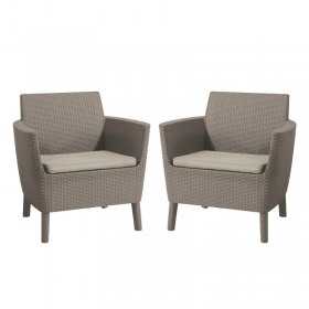 Set mobilier pentru terasa sau exterior, polipropilena, Keter Salemo, masa, canapea 2 locuri, 2 fotolii, culoare cappuccino, dimensiuni fotoliu 74x67x76 cm, masa 76x56x42 cm