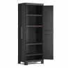 Dulap depozitare garaj, material polipropilena, negru, scule, 4 rafturi reglabile, Keter, Detroit Alto, 65x45x182 cm, sistem inchidere cu lacat 