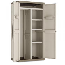 Dulap depozitare garaj, material plastic, Keter, beige, 4 rafturi, 89x54x182 cm, inchidere cu lacat posibila