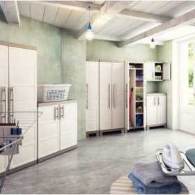 Dulap depozitare garaj, material plastic, Keter, beige, 4 rafturi, 89x54x182 cm, inchidere cu lacat posibila