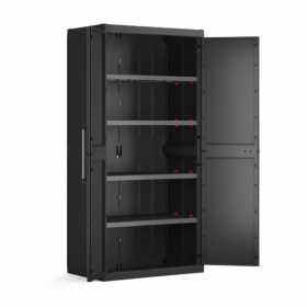 Dulap pentru garaj pentru scule, negru, 4 rafturi, Keter Detroit XL 89x54x182 cm, inchidere cu lacat, pentru garaj, boxa sau atelier