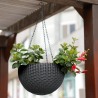 Ghiveci suspendat exterior, plastic imitatie ratan, Keter Cylinder, pentru balcon si terasa, forma sferica, maro mocha, rezistent UV si la umiditate, 8.6 L