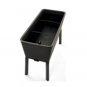 Ghiveci mare exterior, imitatie ratan, Keter Full Bloom, pentru gradina si terasa, maro, plastic, cu sistem irigare, rezistent UV, 120 L