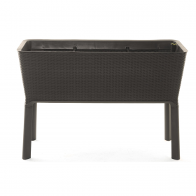 Ghiveci mare exterior, imitatie ratan, Keter Full Bloom, pentru gradina si terasa, maro, plastic, cu sistem irigare, rezistent UV, 120 L