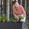 Ghiveci mare exterior, imitatie ratan, Keter Full Bloom, pentru gradina si terasa, maro, plastic, cu sistem irigare, rezistent UV, 120 L