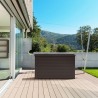 Cufar depozitare gradina, pentru exterior, pentru unelte si accesorii, cu capac, material polipropilena, maro, Keter Java, 147x82x86 cm, 850 L 