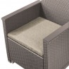 Set mobilier de exterior, imitatie ratan, cappuccino, Keter Elodie, pentru terasa, cu masuta depozitare, 1 canapea, 2 fotolii, 5 locuri, material polipropilena rezistent UV 