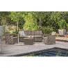 Set mobilier de exterior, imitatie ratan, cappuccino, Keter Elodie, pentru terasa, cu masuta depozitare, 1 canapea, 2 fotolii, 5 locuri, material polipropilena rezistent UV 