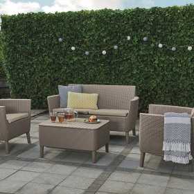 Canapea de gradina, Polipropilena, 2 locuri, Keter, Salemo, Cappuccino